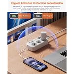 Regletas Enchufes con USB, Protección Sobretensión, 3 Tomas con Interruptor