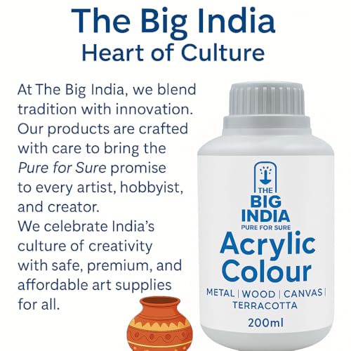 Image of Acrylic Colour white 200ml | Multi-Surface Paint for Metal, Wood, Canvas & Terracotta | Rich Pigment | Smooth Finish | Pure for Sure