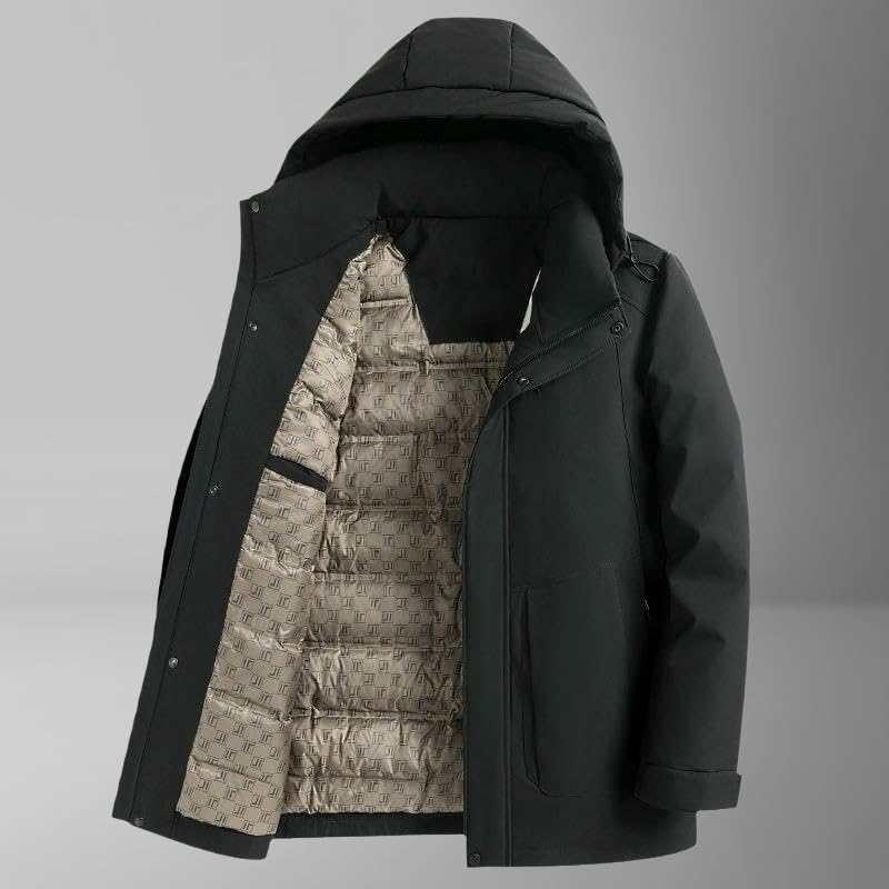 Chaqueta de plumón con capucha para hombre para evitar el frío en invierno al aire libre casual 4