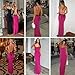 RARITYUS Women’s Elegant Satin Bow Maxi Dress Sexy Cowl Neck Backless Wedding Guest Dress Cocktail Party Evening Gown Hot Pink