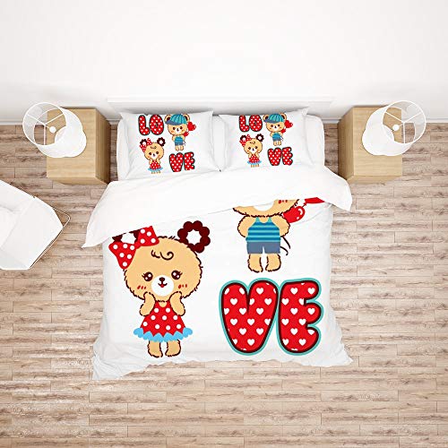 Parure de lit 3 pièces imprimée lit double en polyester doux toutes saisons