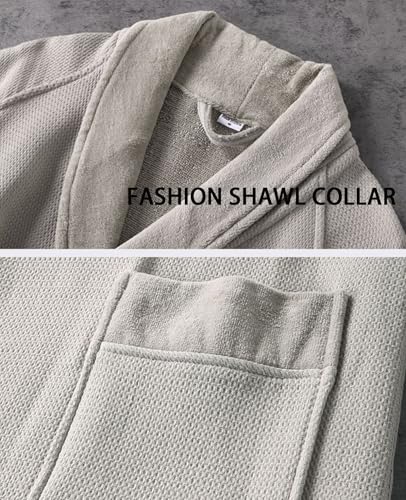 100% Cotton Luxury Waffle Terry Robes,Soft & Fleece Long Bath Robe,spa Hotel Robe for Men and Women4