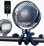 FRIZCOL 12000mAh Portable Stroller Fan, Use As Power Bank, 65H Battery Operated Fan Flexible Tripod Clip On Fans, Detachable Personal Handheld Baby Fans for Stroller, Car seat, Desk, Treadmill (Blue)