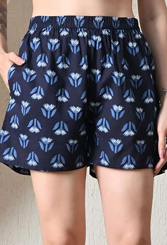 Image of Women Cotton Pajama Set Shirt & Shorts | Co-Ord Night Suit Soft Breathable Printed Sleepwear Lounge Wear Comfortable