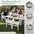 AMERLIFE 7-Piece HDPE Outdoor Dining Table Set with 6 Chairs, 71" L Patio Dining Furniture Set with Umbrella Hole, Modern Dinner Table & Chairs Set for Garden, Backyard, Poolside, White
