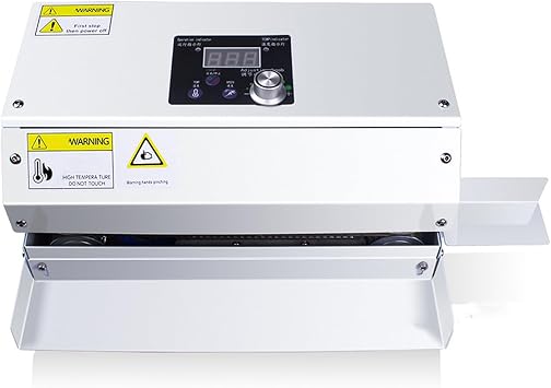 Continuous Band Bag Sealer, Auto Continuous Sealing Machine for 0.02-0.08 mm Plastic Bags, Continuous Band Sealer with Printing Function, Adjustable Speed and Temperature