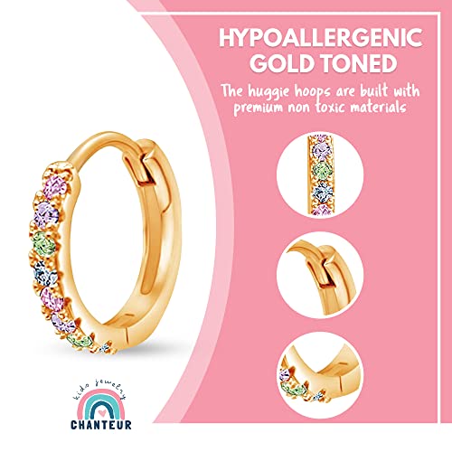 Chanteur Hypoallergenic Huggie Earrings for Girls & Women - Small Hoop Design, Perfect for Teens & Kids3