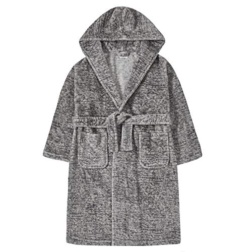 Minikidz - Albornoz con capucha para niño, diseño tradicional y moderno, suave y de calidad superior Gris gris 7-8 Años