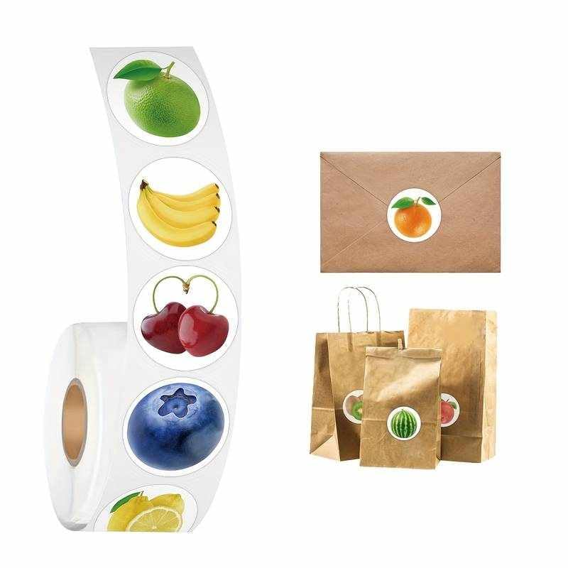 Rollo Pegatinas de Frutas para niños, Fruit stickers, 1 Unidad - imagen 2