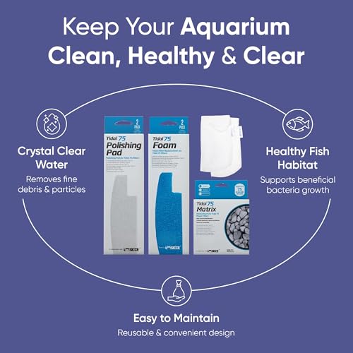 Image of Tidal 75 Filter Maintenance and Replacement Filter Media Kit, Including Gokul Brands Aquarium Filter Media Bags (Tidal 75 Polishing Pads, Foam Filter Sponge, Matrix Bio Media)