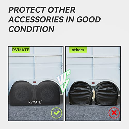Image of RVMATE RV Tire Covers, Dual Axle Wheel Cover (1 Pack) Fits 30 inch-33 inch Diameter Tires, Waterproof Anti-UV Black Dual Tire Covers RV Accessories