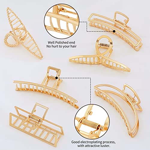 Fuystiulyo 6 Pack Large Metal Hair Claw Clips For Women, Nonslip Gold Hair Clips For Thick Thin Hair, Strong Hold Jaw Clips Hair Clamps Hair Styling Accessories (Gold) #TOP2