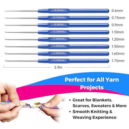 Image of Oytra Crochet Kit 52 Pieces for Beginners with Ergonomic Hooks Knitting Needles Stitch Markers Yarn Needles & Accessories Starter Kit for Adults Kids & DIY Craft Lovers