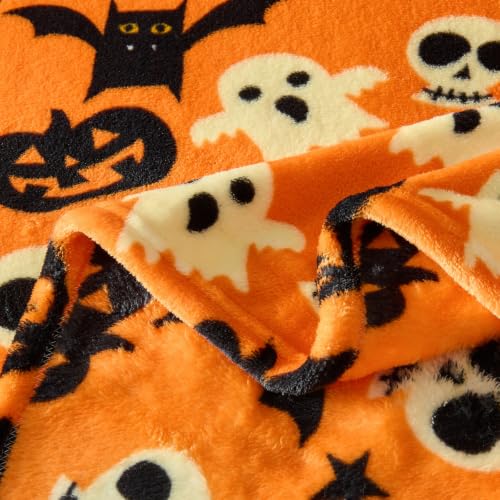Image of BEDELITE Halloween Throw Blanket, Spooky Decor & Gift, Orange, 50 inchx60 inch