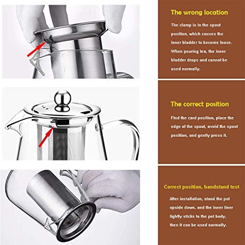 Image of Incrizma Glass Teapot with Stainless Steel Infuser & Lid, Borosilicate Glass Tea Kettle Stovetop Safe, Blooming & Loose Leaf Teapot (1000 ml New)