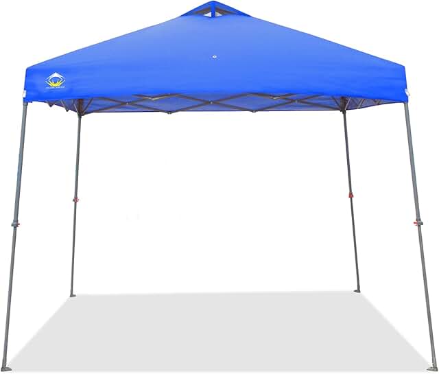 CROWN SHADES 9'x9' Pop Up Canopy with 11x11 Base Patented One Push Canopy Tent Outdoor Shade Bonus Carry Bag, 8 Stakes, an...