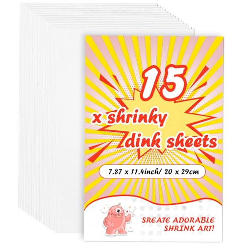 WOOWAIR 15 Pezzi Fogli di Plastica Termoretraibile, 20 x 29 cm Magica Shrink Plastic, Pellicole di Plastica Termoretraibili, Shrink Plastic per Artigianale Creativa Fai da Te