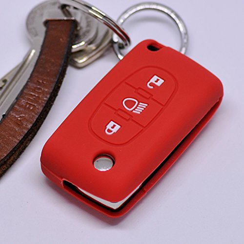 Soft Case Housse de Protection pour clé de Voiture Compatible avec Citroen C4 Picasso C5 à C8 Bureau Pliant clés Shell Key Jumpy/Couleur Rouge