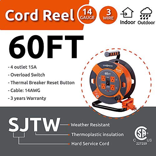 Link2Home Cord Reel 60 ft. Extension Cord - Image 8
