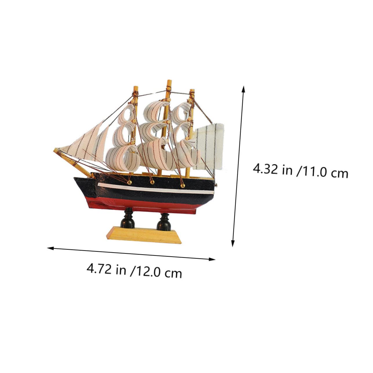 2 Pcs Wooden Sailboat Model Decor - 12 Inch Miniature Sailing Boat Ornament for Home Decoration Kids Toys, and Nautical-Themed Gifts - Image 2