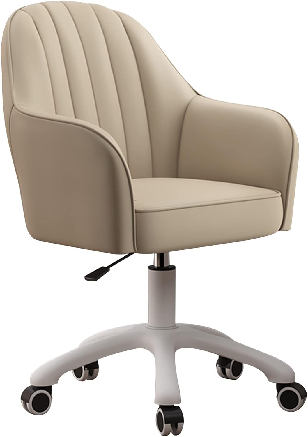 SaryEdge Home Desk Chair Ergonomic Office Chair, PU Leather Swivel Desk Chairs for Home Office with Arms for Computer Desk Vanity,Khaki,Khaki