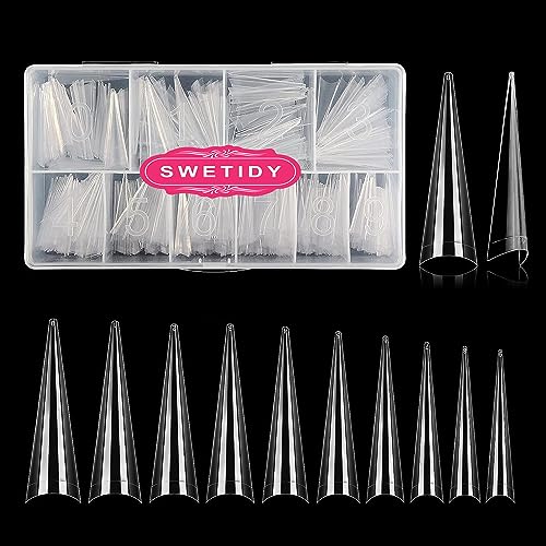 500PCS Stiletto Nail Tips SWETIDY Extra Long Nails Clear Nail Tip...