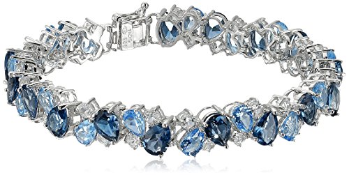 Amazon Essentials Sterling Silver Created Gemstones Bracelet, 7.25