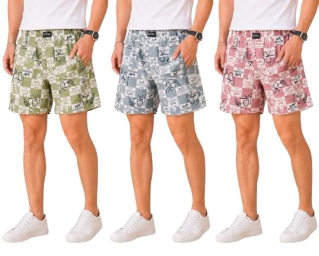 mitosia Men's Cotton Casual Shorts | Soft & Breathable Summer Shorts | Relaxed Fit with Elastic Waist & Pockets-picture-33