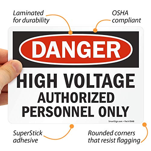 Etiqueta de peligro Danger High Voltage en poliéster autoadhesivo de 5x7 pulgadas 3