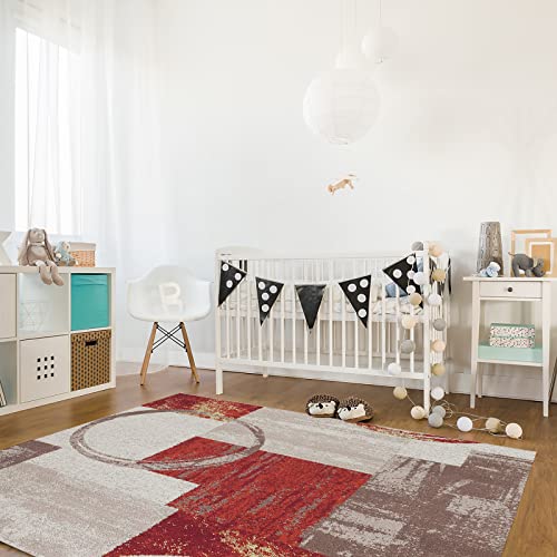 Orange And Grey Area Rug For Bed Room, 3' X 5' Indoor Accent Rugs Non-Skid Kitchen Runner, Orange Abstract Art Smear Country Geo Bathroom Rugs Modern Floor Mats Washable Throw Carpet For Living Room #TOP5