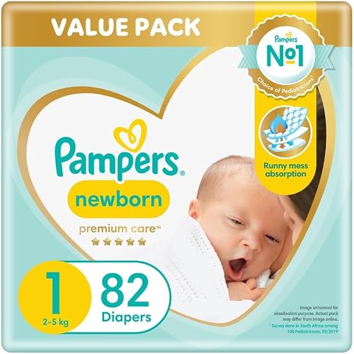 Pampers Premium Care Newborn Size 1 (2-5 kg) 82 Nappies, Airflow Skin Comfort