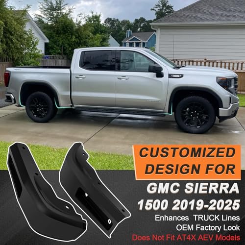 Image of Mud Flap Delete Compatible with 2019-2025 GMC Sierra 1500 Heavy Duty ABS Front and Rear Replacement Kit Increased Tire Clearance (Not fit AT4X AEV Models)