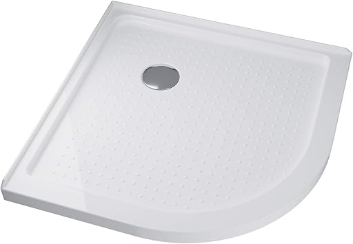 ELEGANT Shower Base 38" D x 38" W x 3" H, Stainless Steel Drain, Non-Slip Shower Pan in White