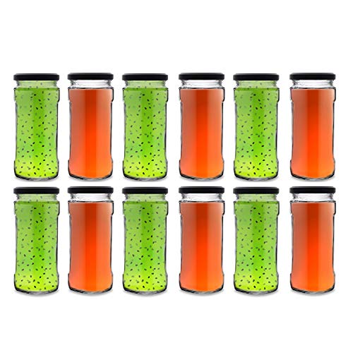 Image of Croco Glass Crystal Clear L Lid Glass Jars and Container For Pickle, Kitchen Spice Dried Herbs Jars Set (395 Ml) (Pack of 8)