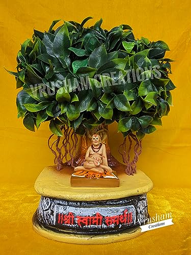 Image of Shri Swami Samarth Murti with Tree 1 Feet (LED Focus Light, resin, Multicolour)