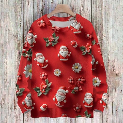 Cute Christmas Sweatshirts for Girls Crewneck Pullover Sweaters Long Sleeve Funny Xmas Print Comfy Winter Sweaters2