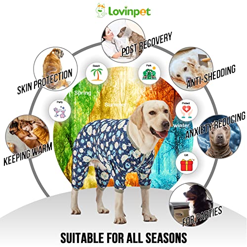 LovinPet Giant Dog Pajamas, Jellyfish And Starfish Deep Sea Print, Clothes for Dogs Lightweight Pullover Large Puppy Pajamas - Image 4