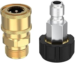 Kit adaptador de lavadora de pressão M22 a 1/4 polegada encaixe pistolas de conexão bomba de mangueira durável para pressão até 5000PSI Kit de conexão rápida M22 14 mm gira para M22 encaixe métrico