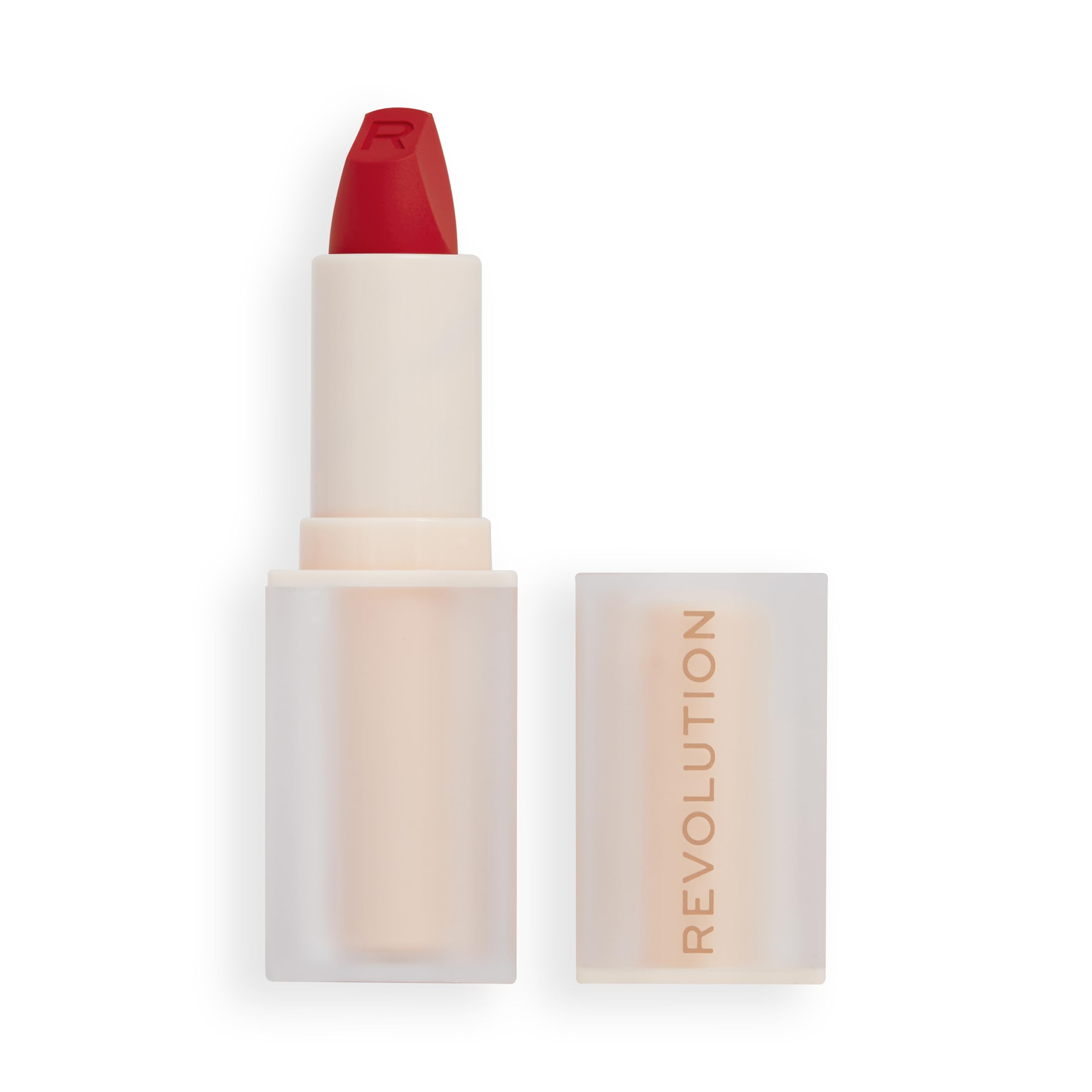 Revolution Beauty, Lip Allure Soft Satin Lipstick, Highly Pigmented & Smudge Proof, Long Lasting Creamy Satin Finish, Contains Vitamin E, Vibe Red, 0.11 Oz