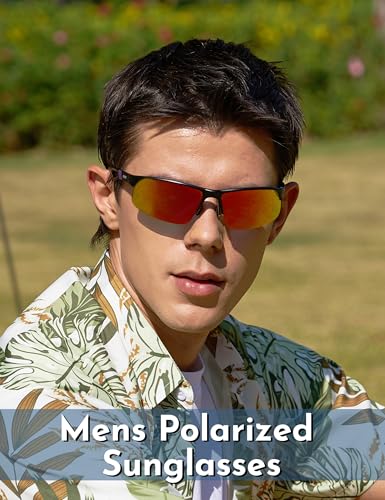Image of BIRCEN Polarized Anti-Glare Sunglasses for Men: Lightweight Metal Wrap around Sun Glasses UV Protection for Driving Fishing