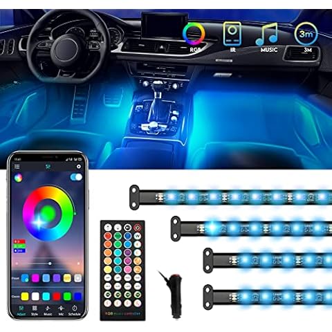 NOVSIGHT Car LED Interior Lights, 72 Lamp Beads 16,000,000 Colors Strip Light Car Accessories with Cigarette Lighter, 12V Car Atmosphere Lights APP Control Lights Dance with Music for Cars Travel Cover