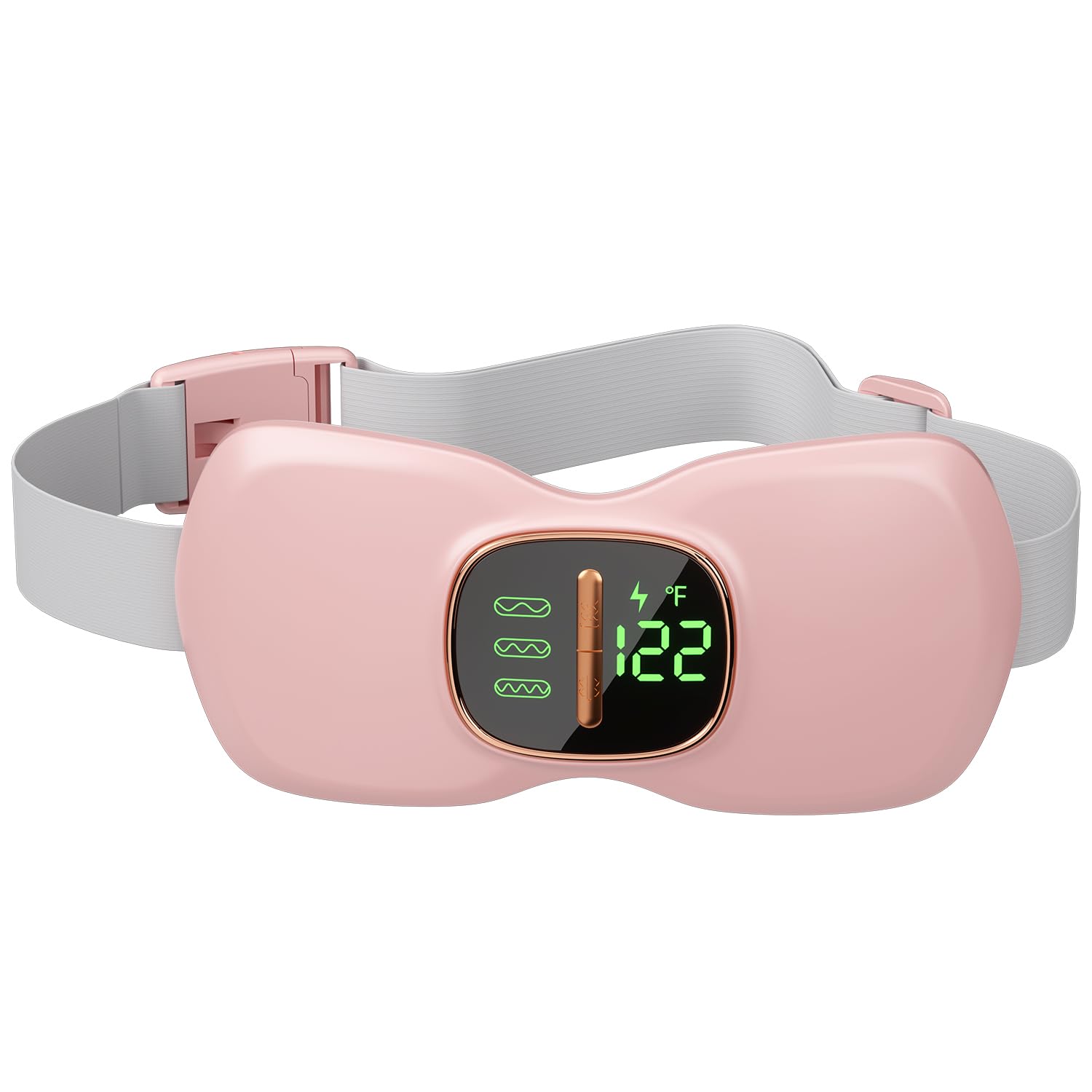 Cuscino riscaldante portatile per crampi, rosa, di medie dimensioni, materiale felpato, 3 velocità di riscaldamento e 3 modalità di massaggio, tecnologia di riscaldamento al grafene
