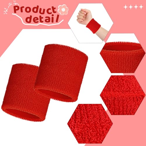 Image of Bememo 12 Pack Wristbands Sweatband for Women Men, Neon Colored Sport Wrist Bands, Tennis Football Basketball Sweatbands, Moisture Wicking Arm Bands for Working Out