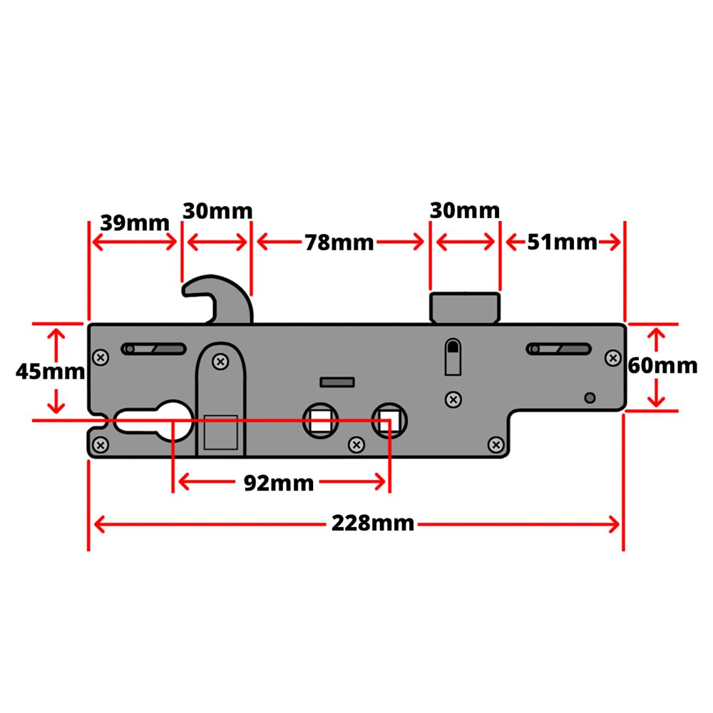 Ingenious Door Lock Gearbox Centre Case 45mm Backset 92pz, Silver/Gray - Image 2