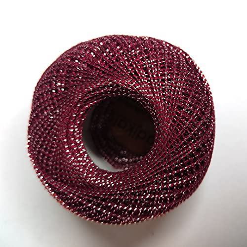 Image of Adikala Metallic Cotton Tatting Shuttle, Crochet Dori Balls for Knitting, Weaving, Embroidery and Craft Making (Set of 4)- 100GMS (Maroon)
