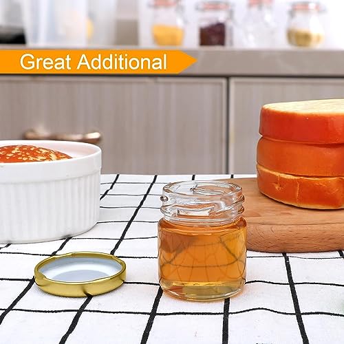 Image of EVATTA Small Glass Jars with lid 50 ml - 108 Pieces Clear | Round Shape | Golden Airtight Metal Lid | mini glass jars | Mini Mason Jars for Candle Making Gifts Wedding Spice Jars Party Favors