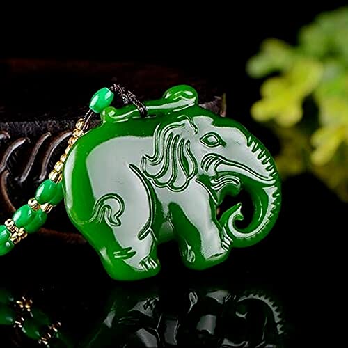 LVYAN Naturel Chinois Jade Vert sculpté à la Main éléphant Pendentif Bijoux de Mode pour Hommes et Femmes vers Le succès Collier Cadeau Populaire Cover