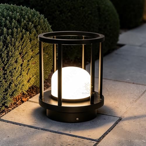 Image of Glowave Outdoor Bollard Light for Garden & Pathway, Waterproof Lantern Post for Patio or Fench Deck, Doorway Porch Pillar Lamp - Warm White (788S /GL-BK)