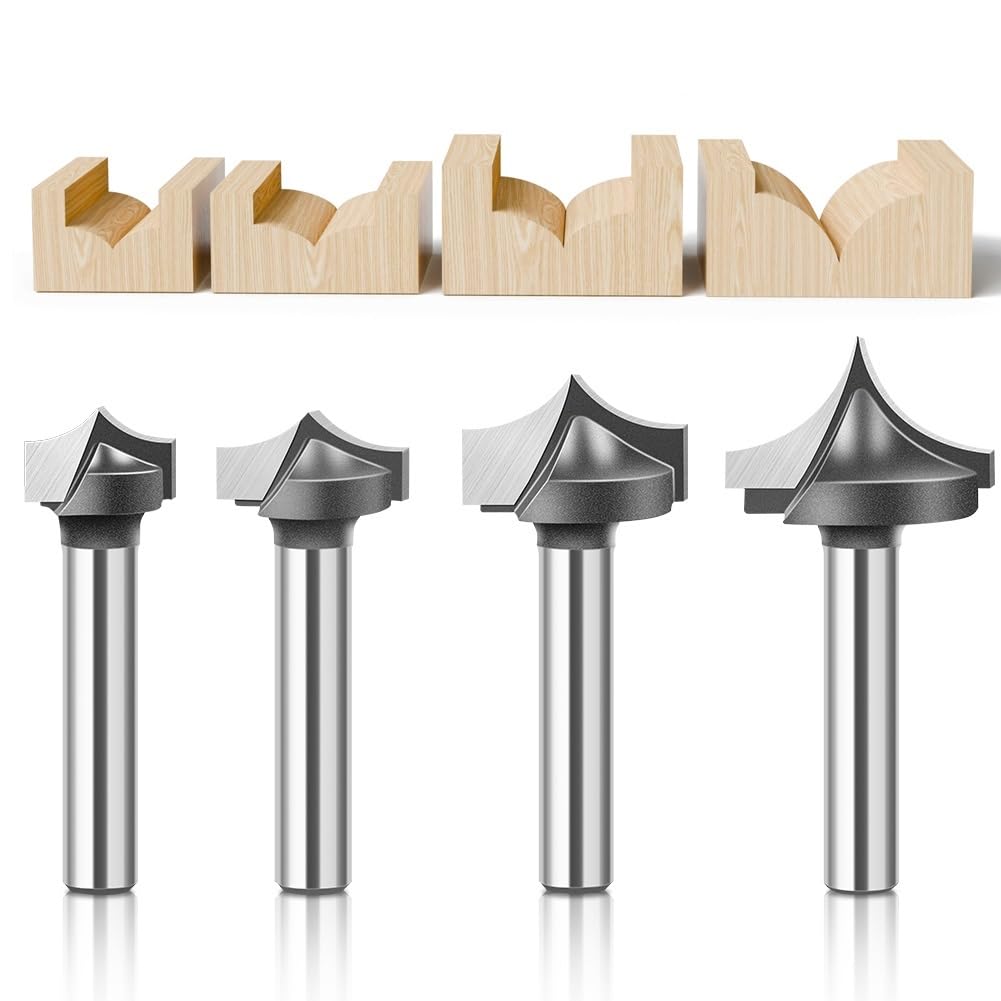 4 stücke 6mm 1/4 zoll Schaft Vhm Runde Spitze Cut Runde Nase Bits Shaker Schneider Tools holz Fräser for Holz(4Pcs 6.35mm Shank)