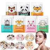 7 Stück Tiermuster Gesichtsmaske Set - Skincare Set für Teenager Mädchen Geschenke - Tuchmasken Gesicht mit Niacinamid Hyaluronsäure - Beruhigend Hautpflege Geschenkset Frauen, Alle Hauttypen Geeignet